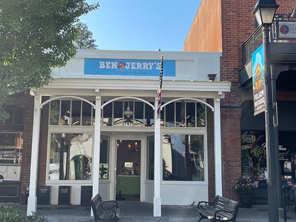 Finished restaurant storefront with outdoor seating
